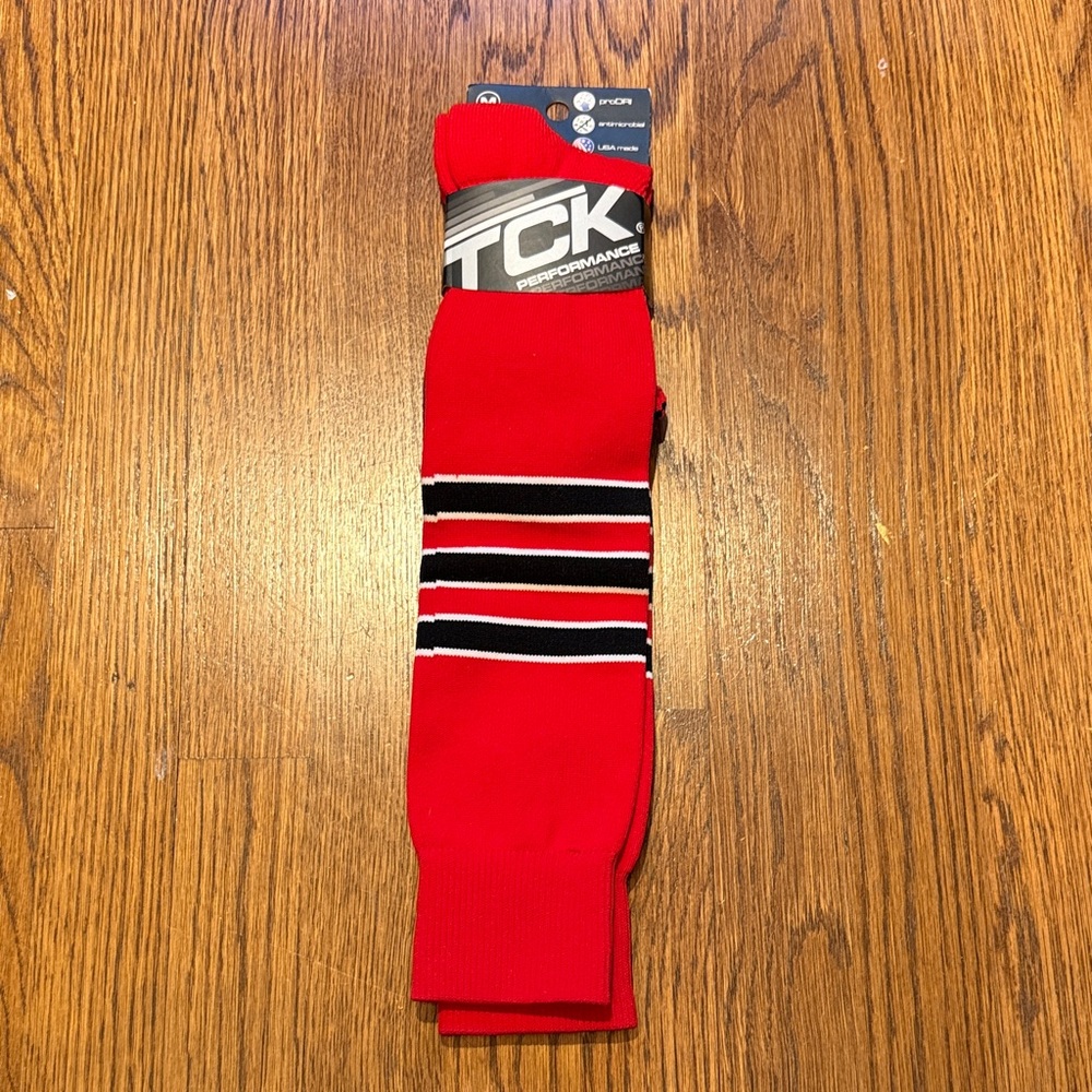 TCK Performance Red and Black Striped Athletic Socks